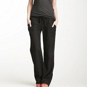 Standard James Perse Size 1 S Small 100% Linen Pants Wide Leg Black Pockets